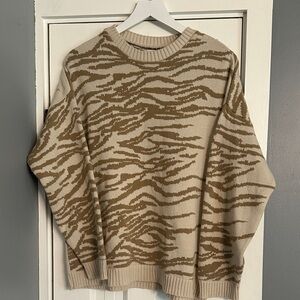 ASOS Maternity Cream & Tan Animal Print Crewneck Sweater - Size 8